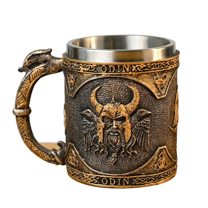 Odin mug in brass Odin mug in brass